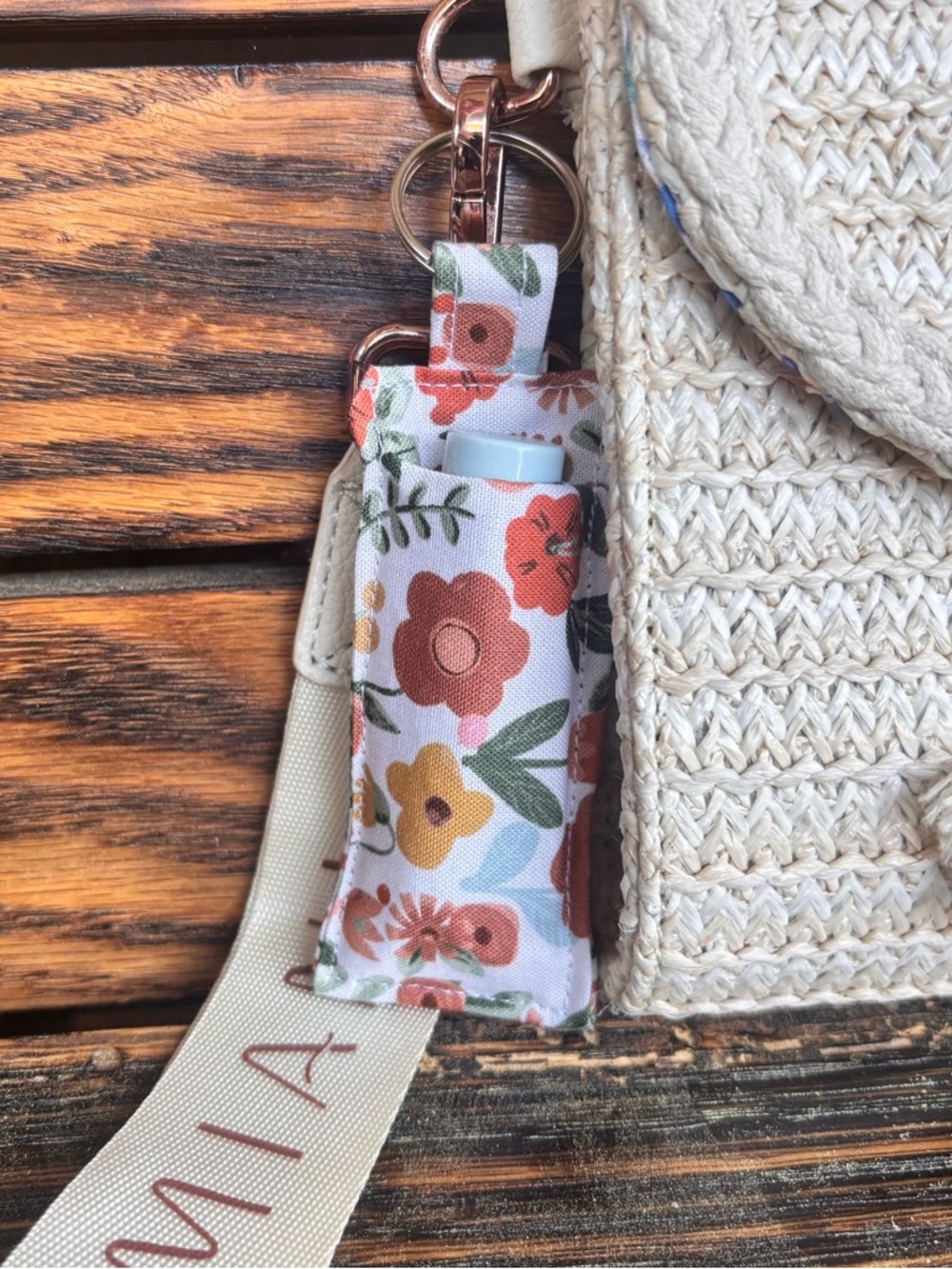 Floral Keychain Chapstick Holder